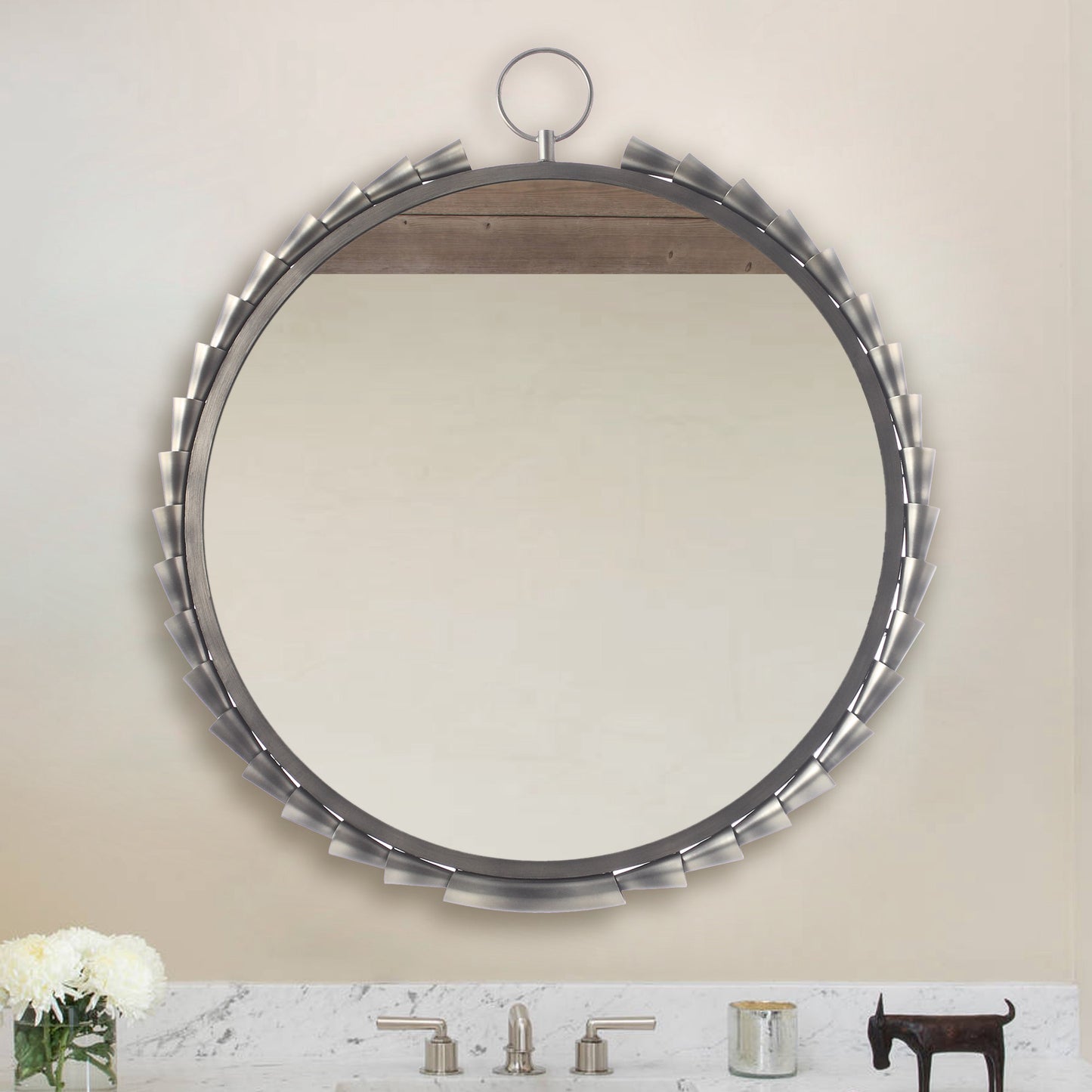 IHOMEADORE 30" W x 30" H Round Framed Wall Bathroom Vanity Wall Mirror, Modern