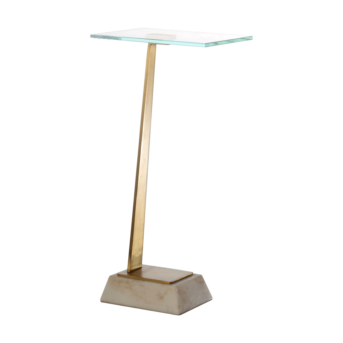 IHOMEADORE 28"H Golden Square Pedestal Side Table with Marble Base Modern