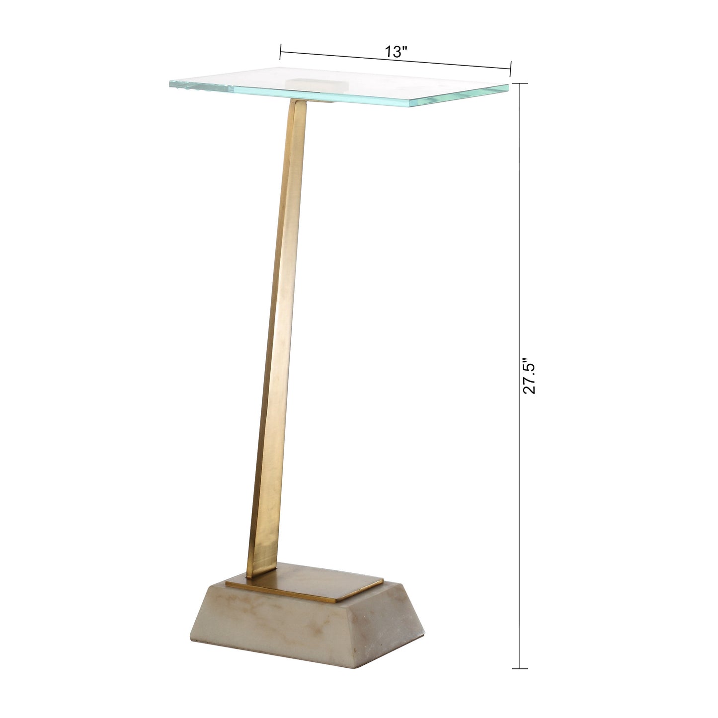 IHOMEADORE 28"H Golden Square Pedestal Side Table with Marble Base Modern