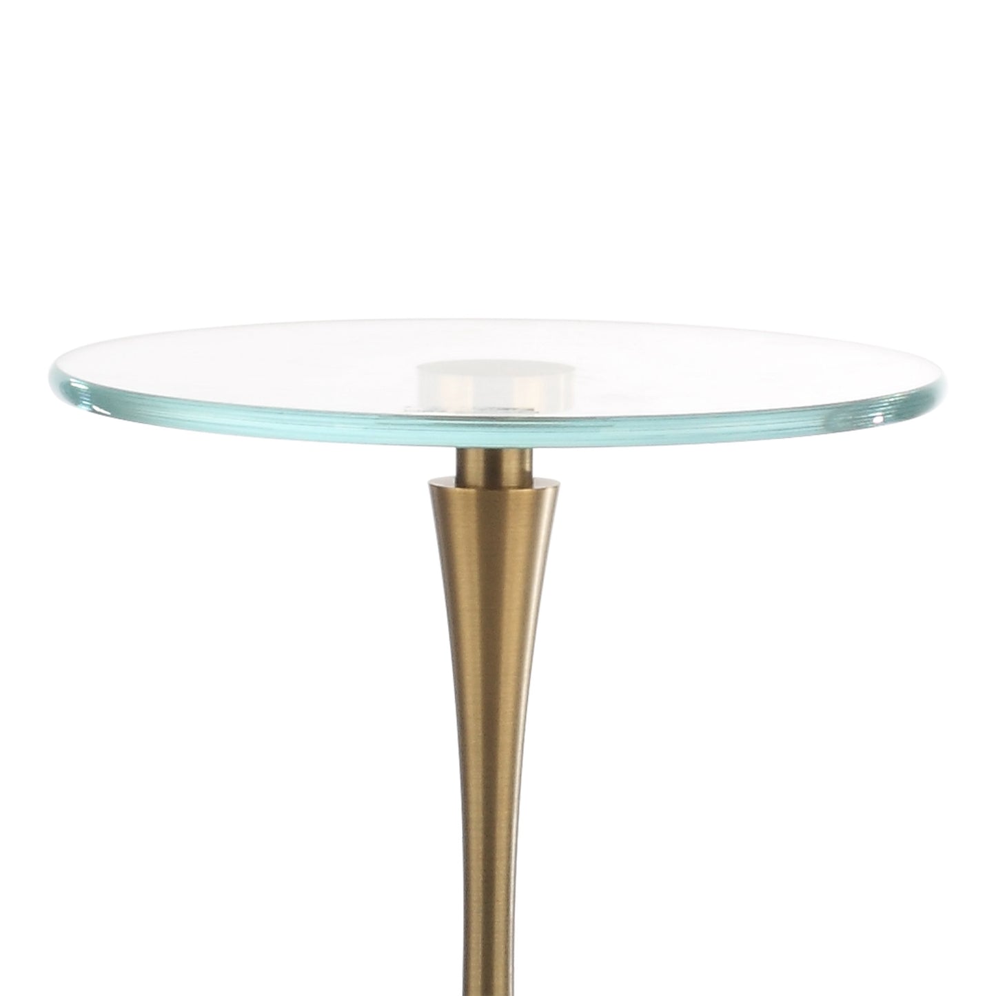 IHOMEADORE 25"H Golden Marble Metal End Table with Pedestal Base, Modern