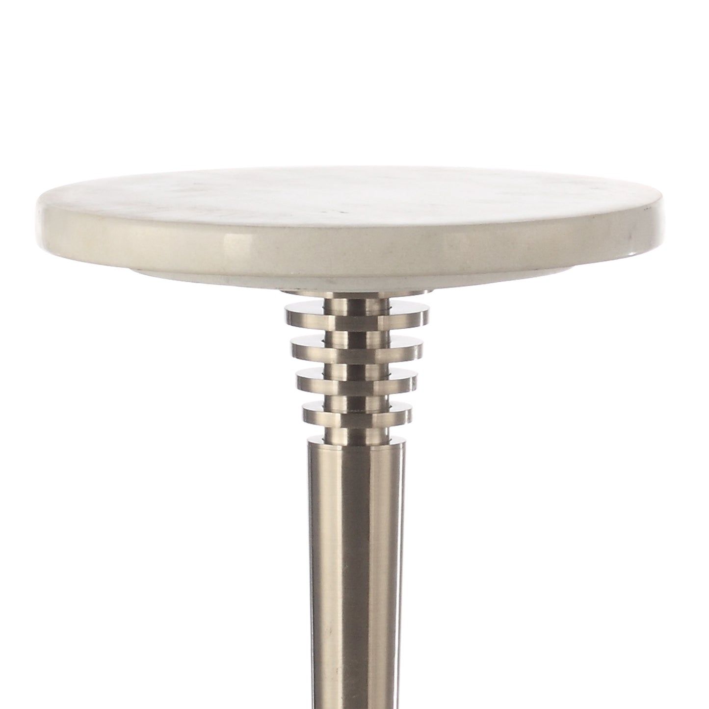 IHOMEADORE 11"D x 11"W x 24"H White Marble Metal Table with Pedestal Base, Modern