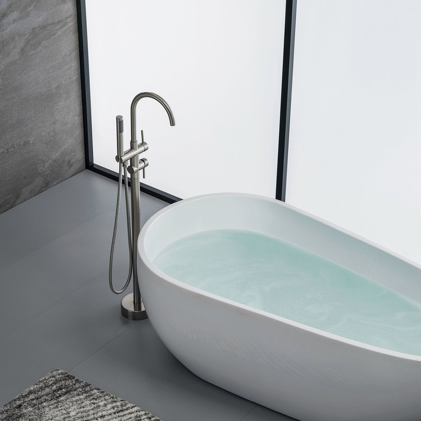 IHOMEADORE Silver 2-Handle Claw Foot Tub Faucet with Hand Shower, Modern