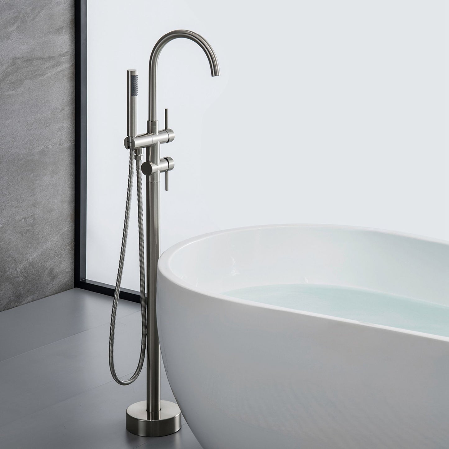 IHOMEADORE Silver 2-Handle Claw Foot Tub Faucet with Hand Shower, Modern