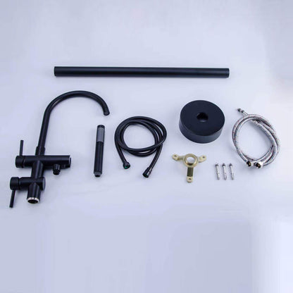 IHOMEADORE Matte Black 2-Handle Freestanding Floor Mount Faucet Filler with Hand Shower, Modern