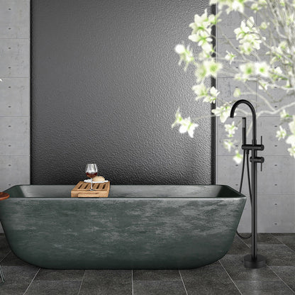 IHOMEADORE Matte Black 2-Handle Freestanding Floor Mount Faucet Filler with Hand Shower, Modern