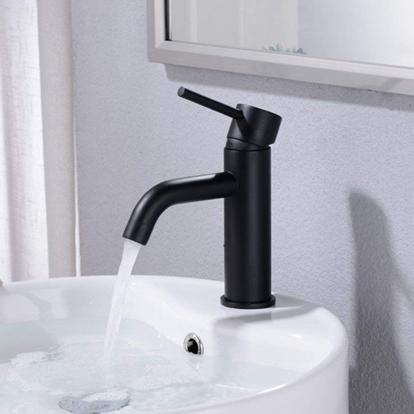 IHOMEADORE Matte Black Single-Handle Single Hole Bathroom Faucet, Modern