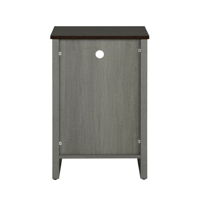 16" Rustic Farmhouse Gray Side Table with Two-Tone Design and Metal Accents