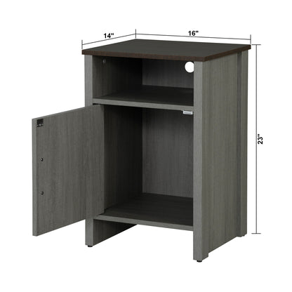 16" Rustic Farmhouse Gray Side Table with Two-Tone Design and Metal Accents
