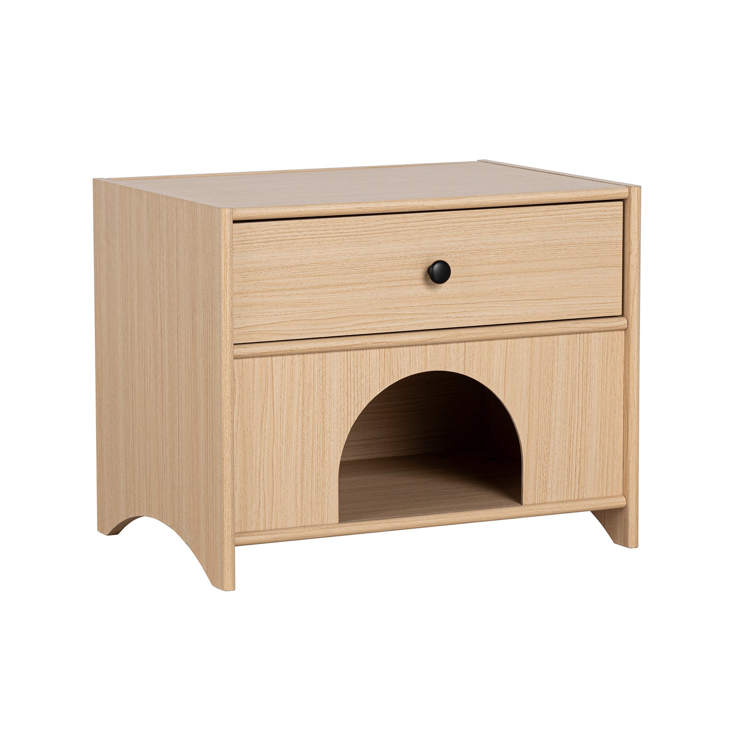 22" Mid-Century Modern Natural Wood Side Table with Pet-Friendly Design