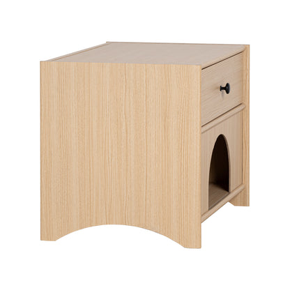 22" Mid-Century Modern Natural Wood Side Table with Pet-Friendly Design